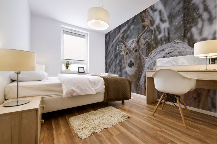 Deer Winter Love Mural print