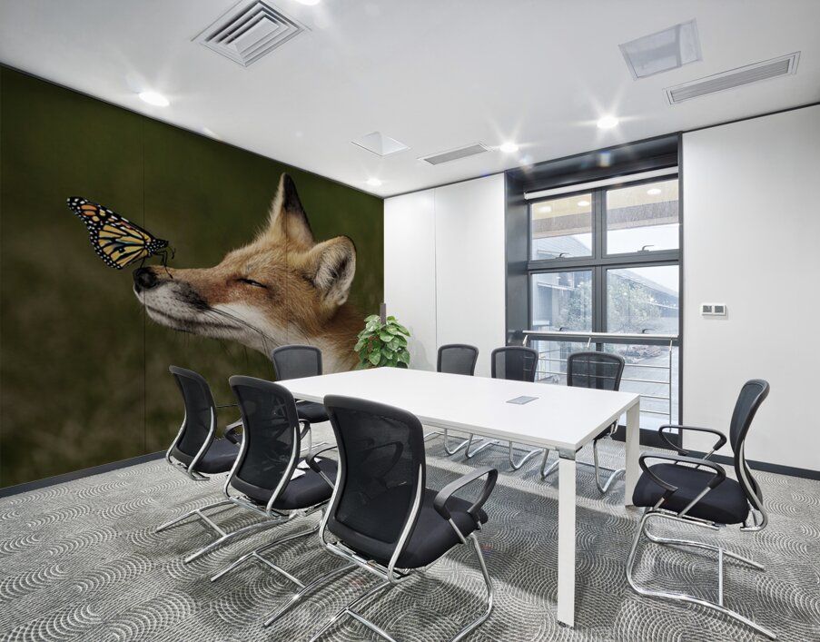 Red Fox with Butterfly Wall Printing